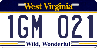 WV license plate 1GM021