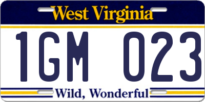 WV license plate 1GM023