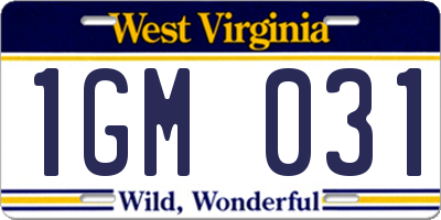 WV license plate 1GM031
