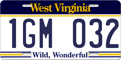 WV license plate 1GM032
