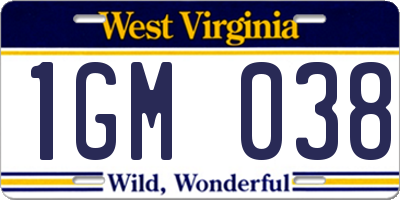 WV license plate 1GM038