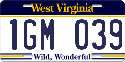 WV license plate 1GM039