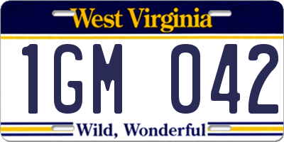 WV license plate 1GM042