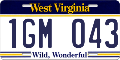 WV license plate 1GM043