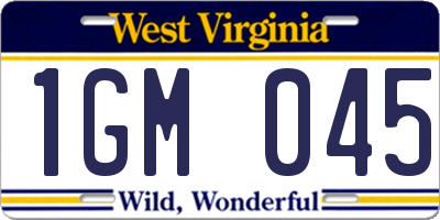 WV license plate 1GM045