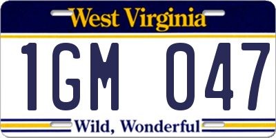 WV license plate 1GM047