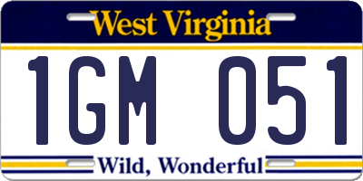 WV license plate 1GM051