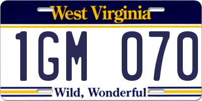 WV license plate 1GM070