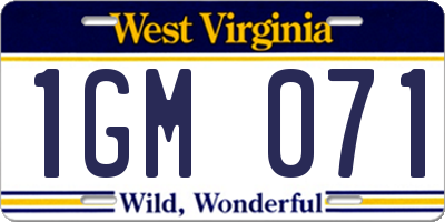 WV license plate 1GM071