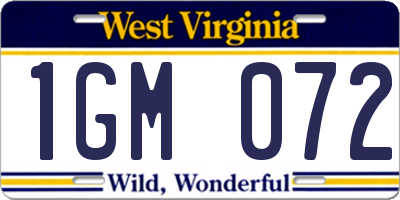 WV license plate 1GM072