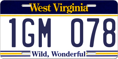 WV license plate 1GM078