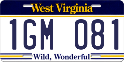 WV license plate 1GM081
