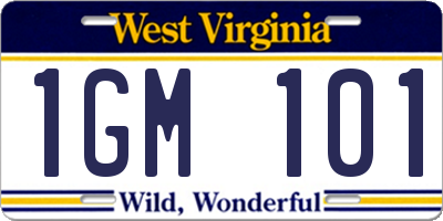 WV license plate 1GM101