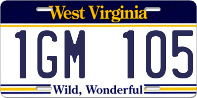 WV license plate 1GM105