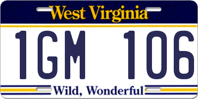WV license plate 1GM106