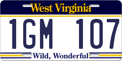 WV license plate 1GM107