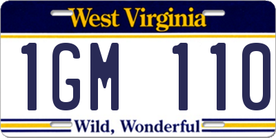 WV license plate 1GM110