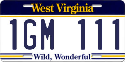 WV license plate 1GM111