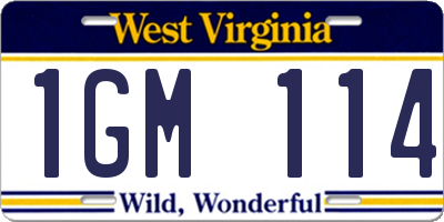 WV license plate 1GM114