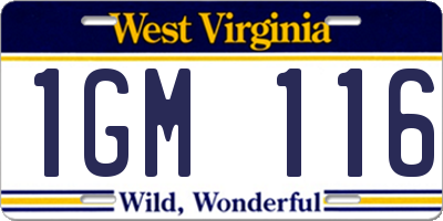 WV license plate 1GM116