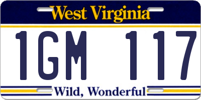 WV license plate 1GM117