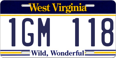 WV license plate 1GM118