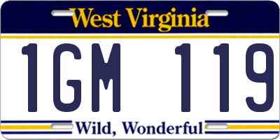 WV license plate 1GM119