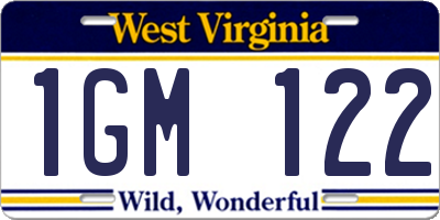 WV license plate 1GM122