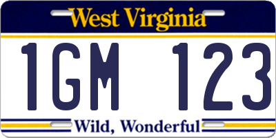 WV license plate 1GM123