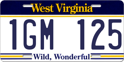 WV license plate 1GM125