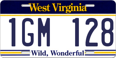 WV license plate 1GM128