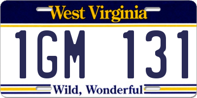 WV license plate 1GM131