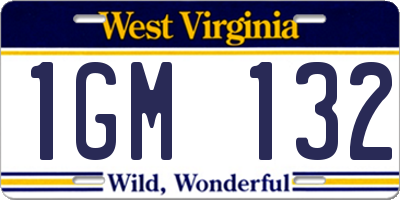 WV license plate 1GM132