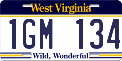 WV license plate 1GM134