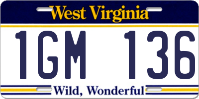 WV license plate 1GM136