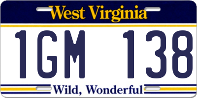 WV license plate 1GM138