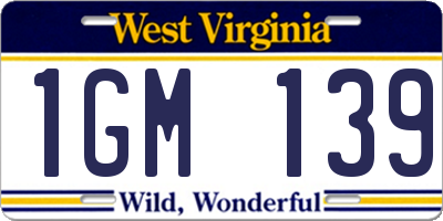 WV license plate 1GM139