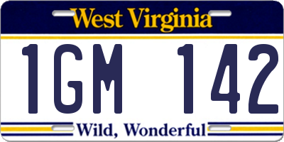 WV license plate 1GM142
