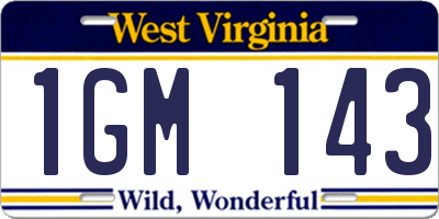 WV license plate 1GM143