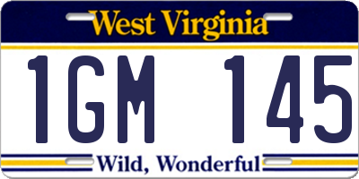 WV license plate 1GM145