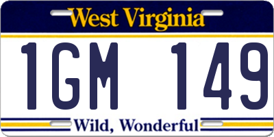 WV license plate 1GM149