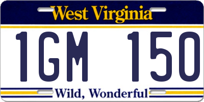 WV license plate 1GM150