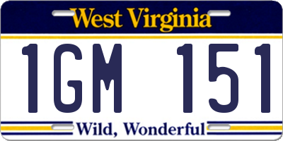 WV license plate 1GM151