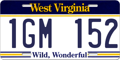 WV license plate 1GM152