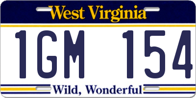 WV license plate 1GM154