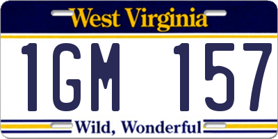 WV license plate 1GM157