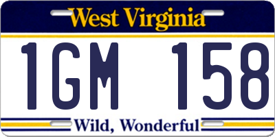 WV license plate 1GM158