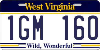 WV license plate 1GM160