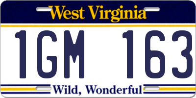 WV license plate 1GM163