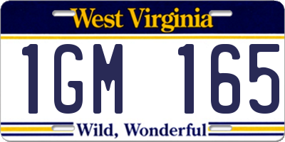 WV license plate 1GM165
